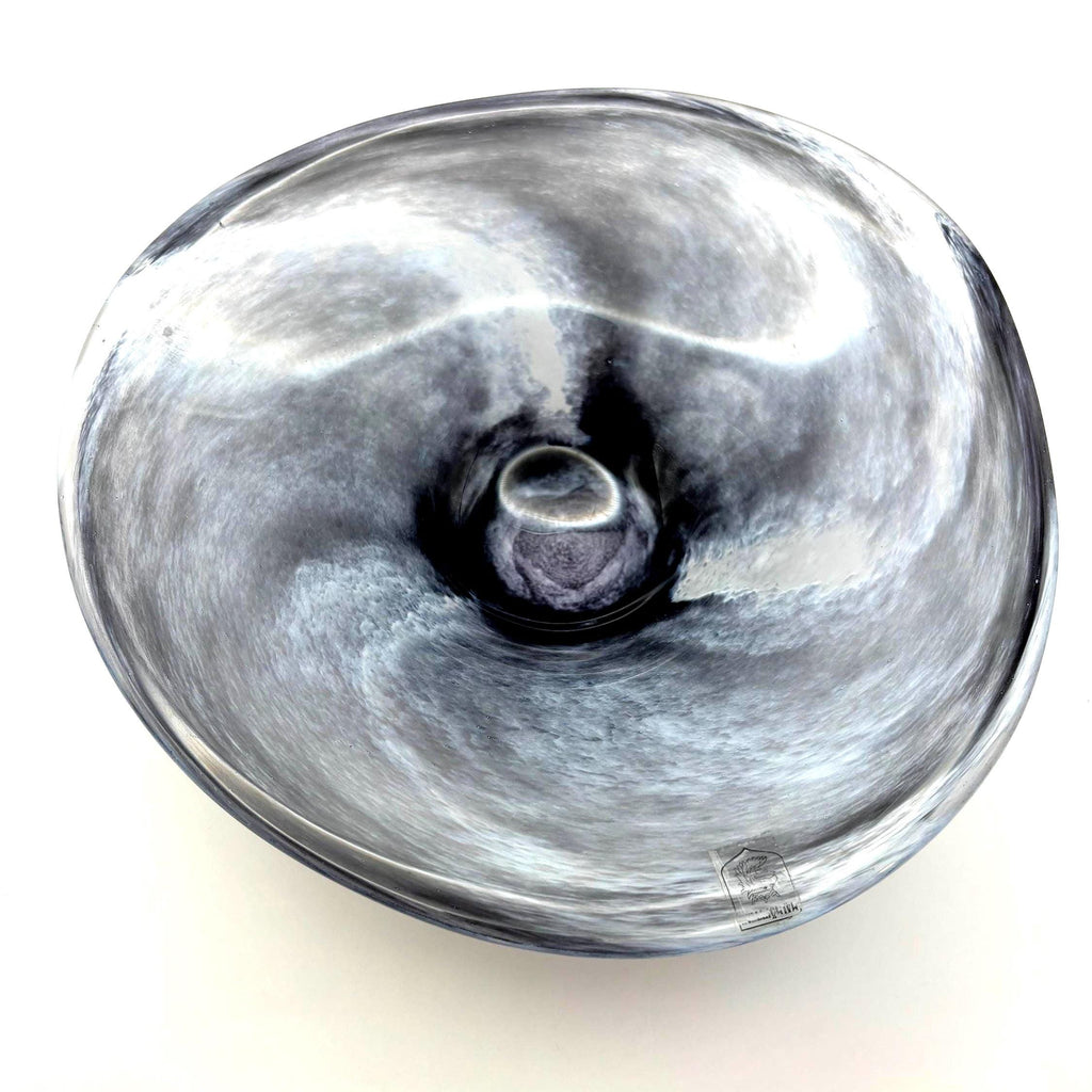 Johansson Malmö Glass Tazza Centerpiece Bowl, Signed Swedish Art Glass
