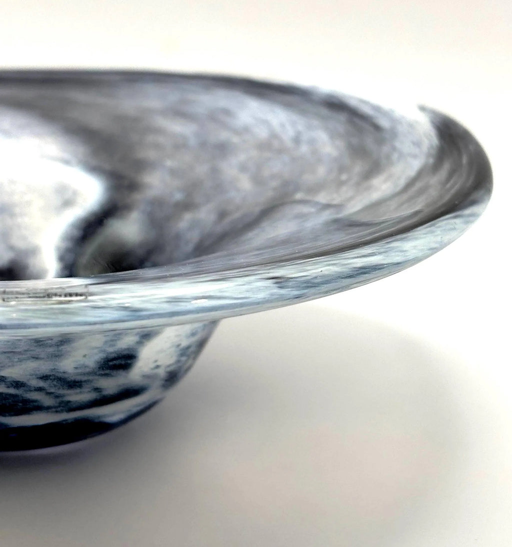 Johansson Malmö Glass Tazza Centerpiece Bowl, Signed Swedish Art Glass