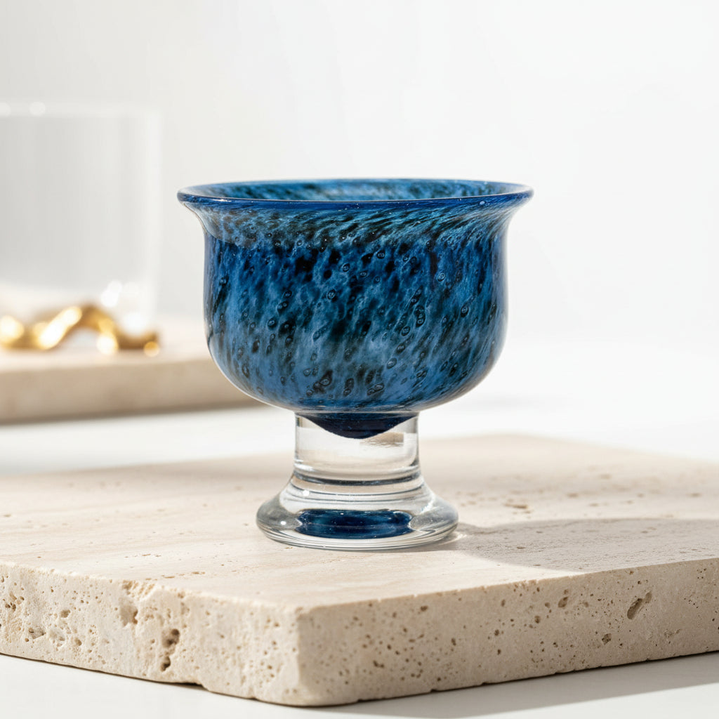 Kosta Boda, Bertil Vallien, Cobalt Blue Art Glass Bowl | Swedish Scandinavian Decor