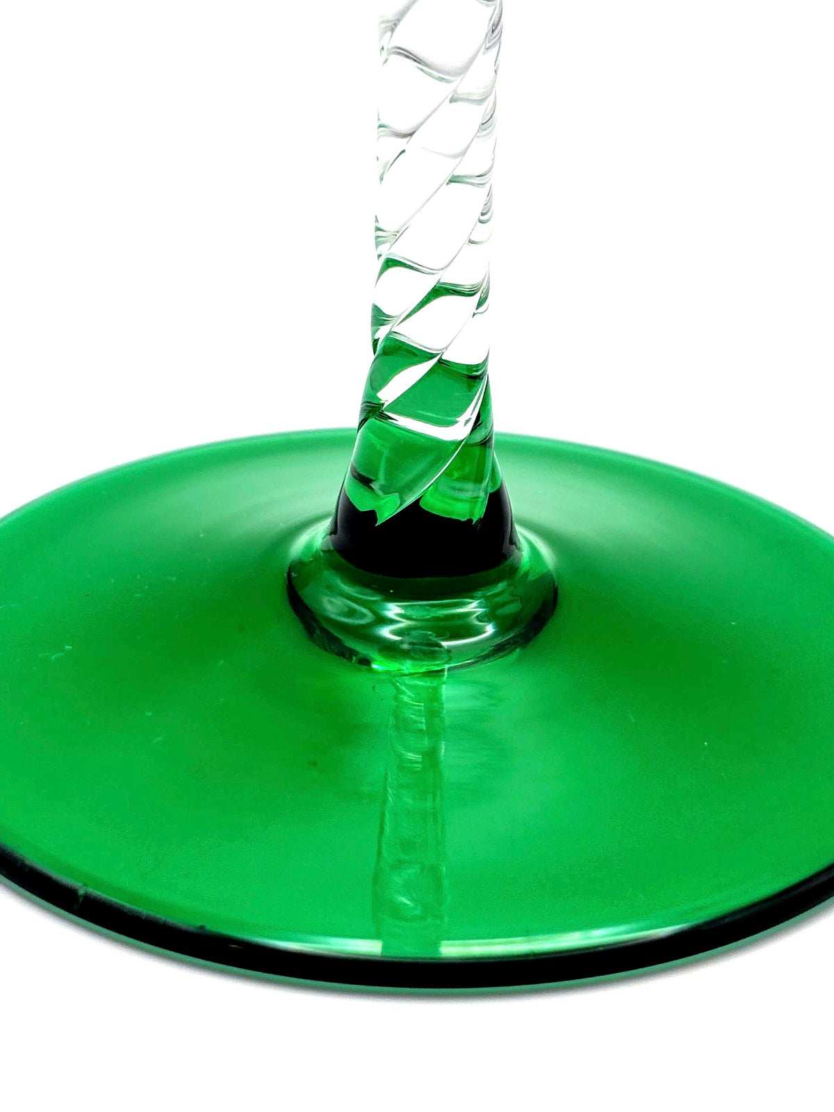 Luxor Bohemia Crystal Sherry Glasses – Tall Sculptural Stemware, Emerald Green Base (Set of 2)