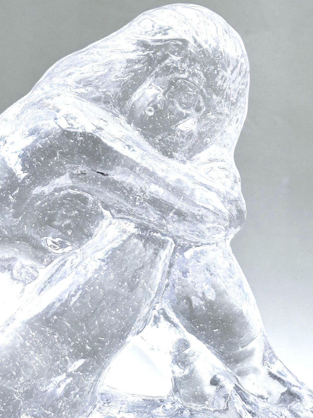 Swedish Crystal Female Figurine, Clear Art Glass Sculpture