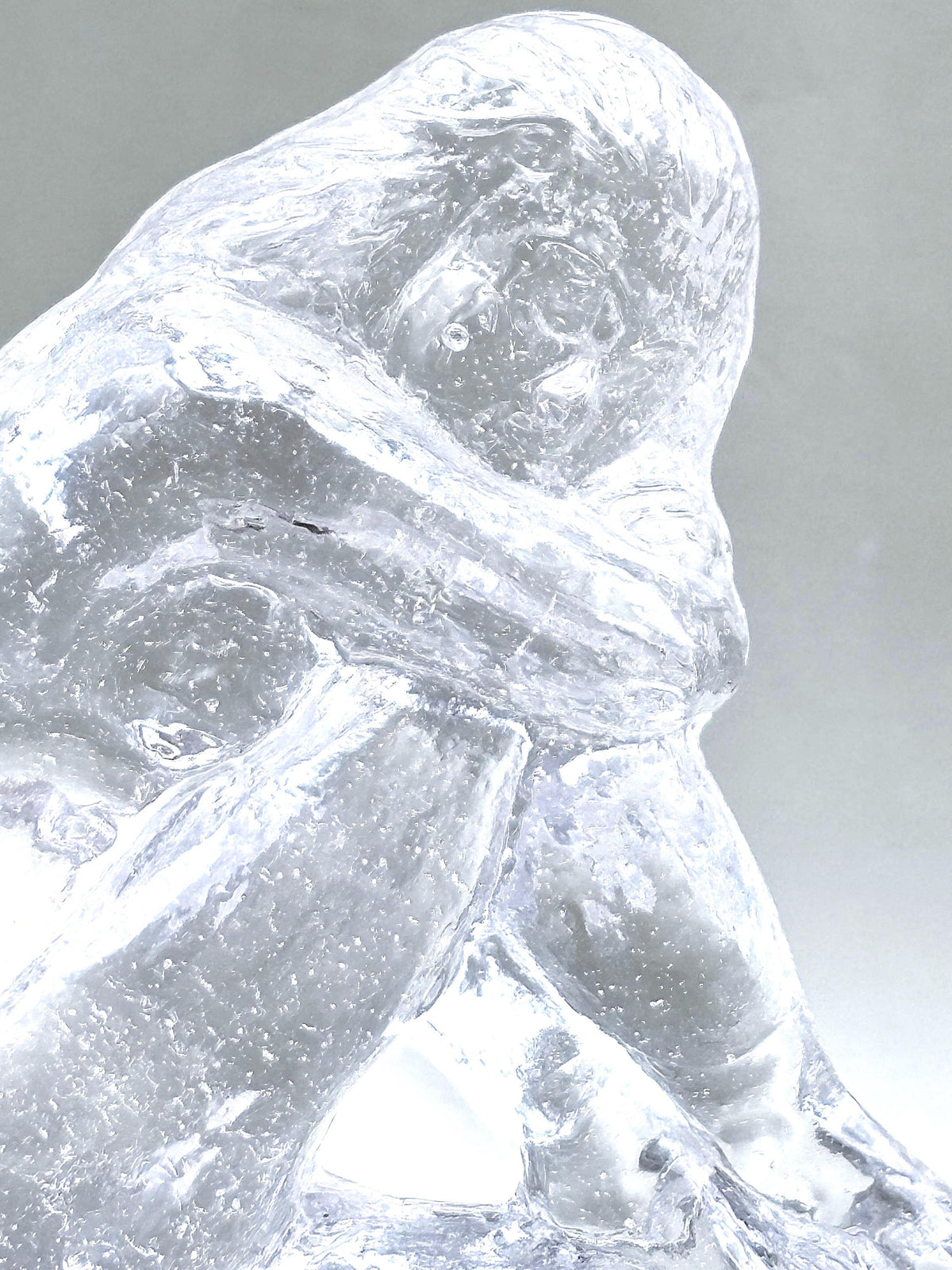 Swedish Crystal Female Figurine, Clear Art Glass Sculpture