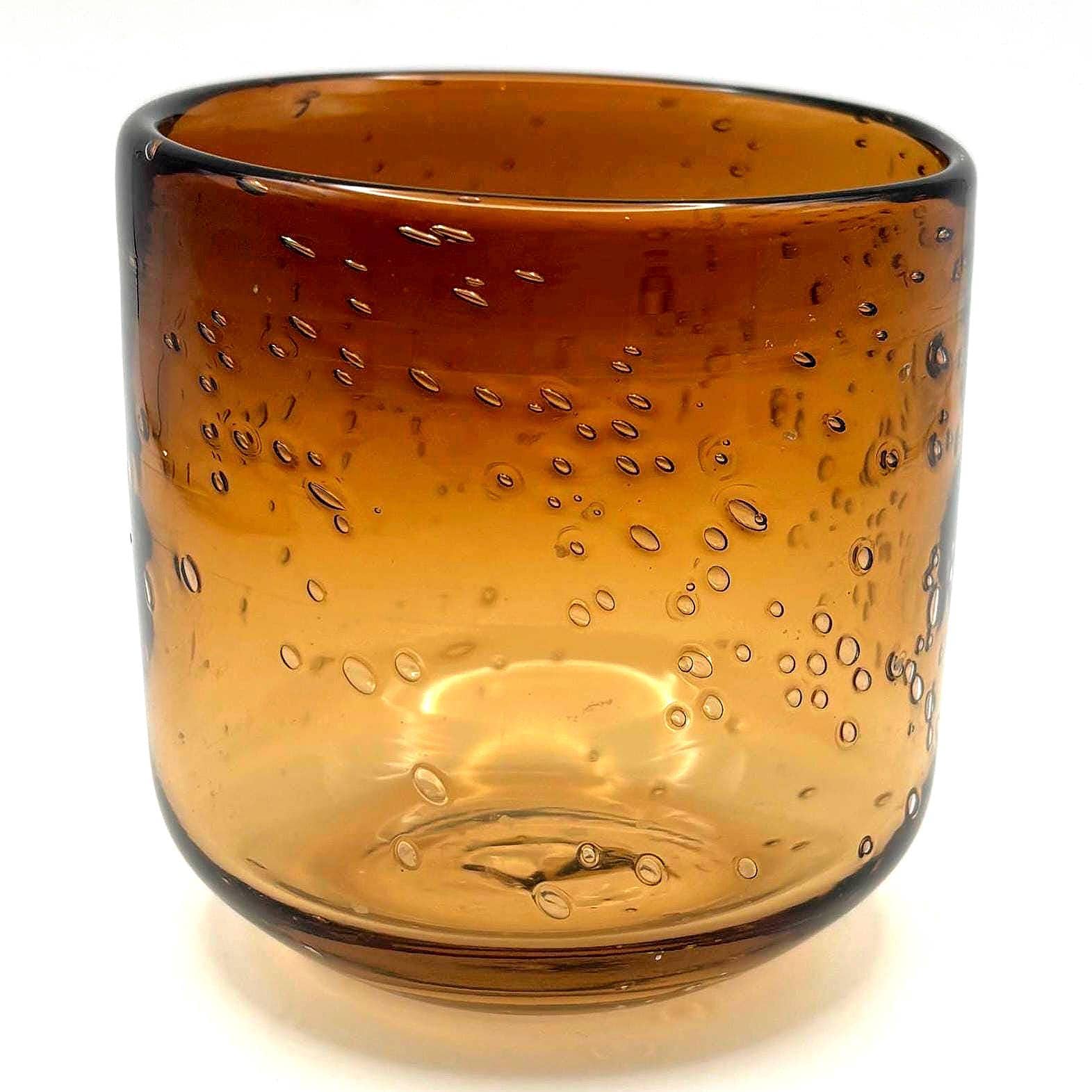 Kosta Boda Amber Bubble Glass Candle Holder, Erik Höglund Scandinavian Art Glass