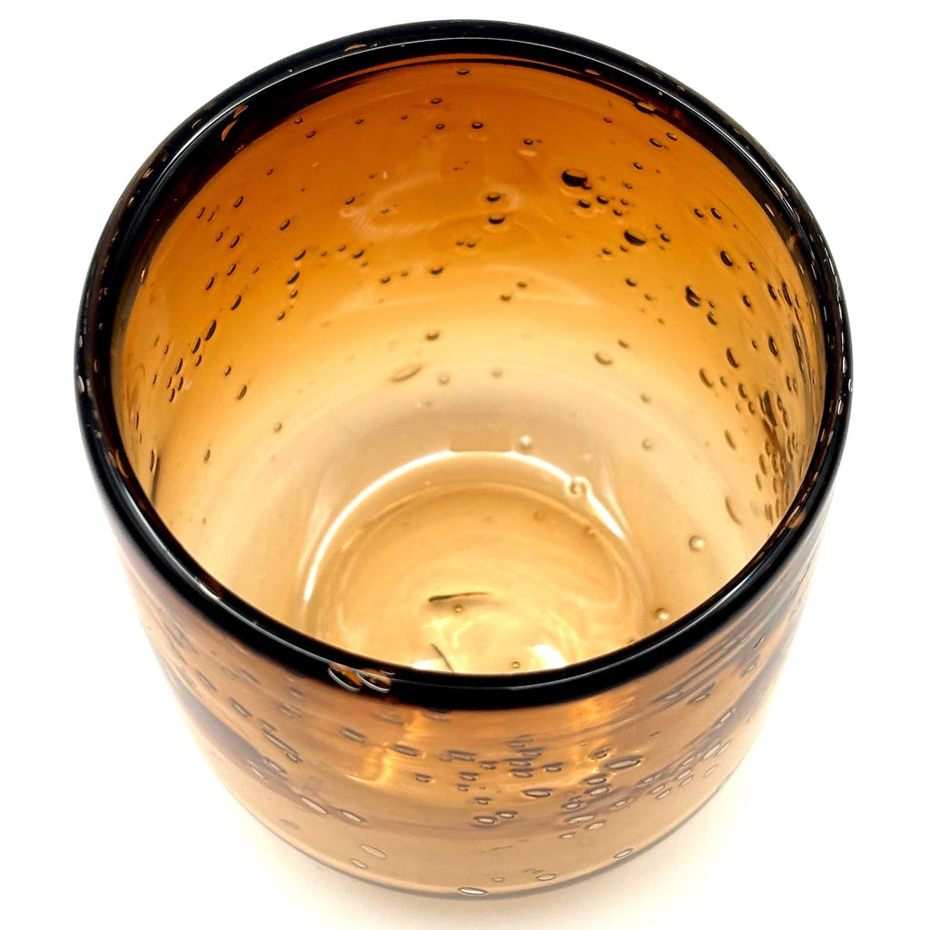 Kosta Boda Amber Bubble Glass Candle Holder, Erik Höglund Scandinavian Art Glass