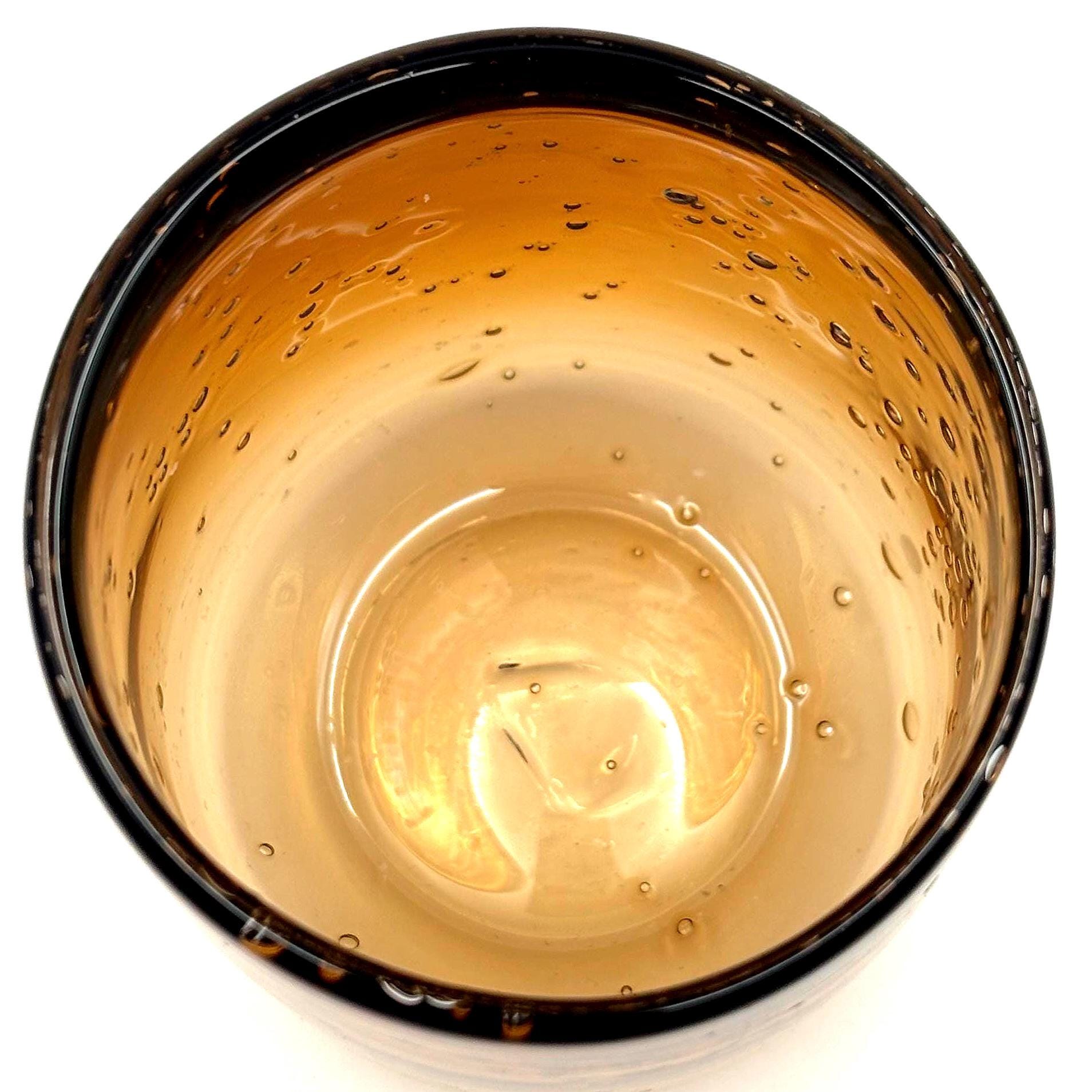 Kosta Boda Amber Bubble Glass Candle Holder, Erik Höglund Scandinavian Art Glass