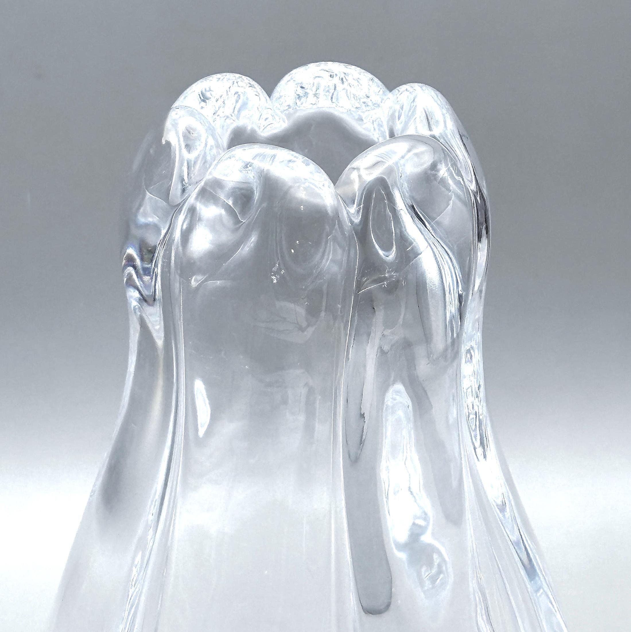 Orrefors Crystal Vase by Vicke Lindstrand, Signed Swedish Art Glass