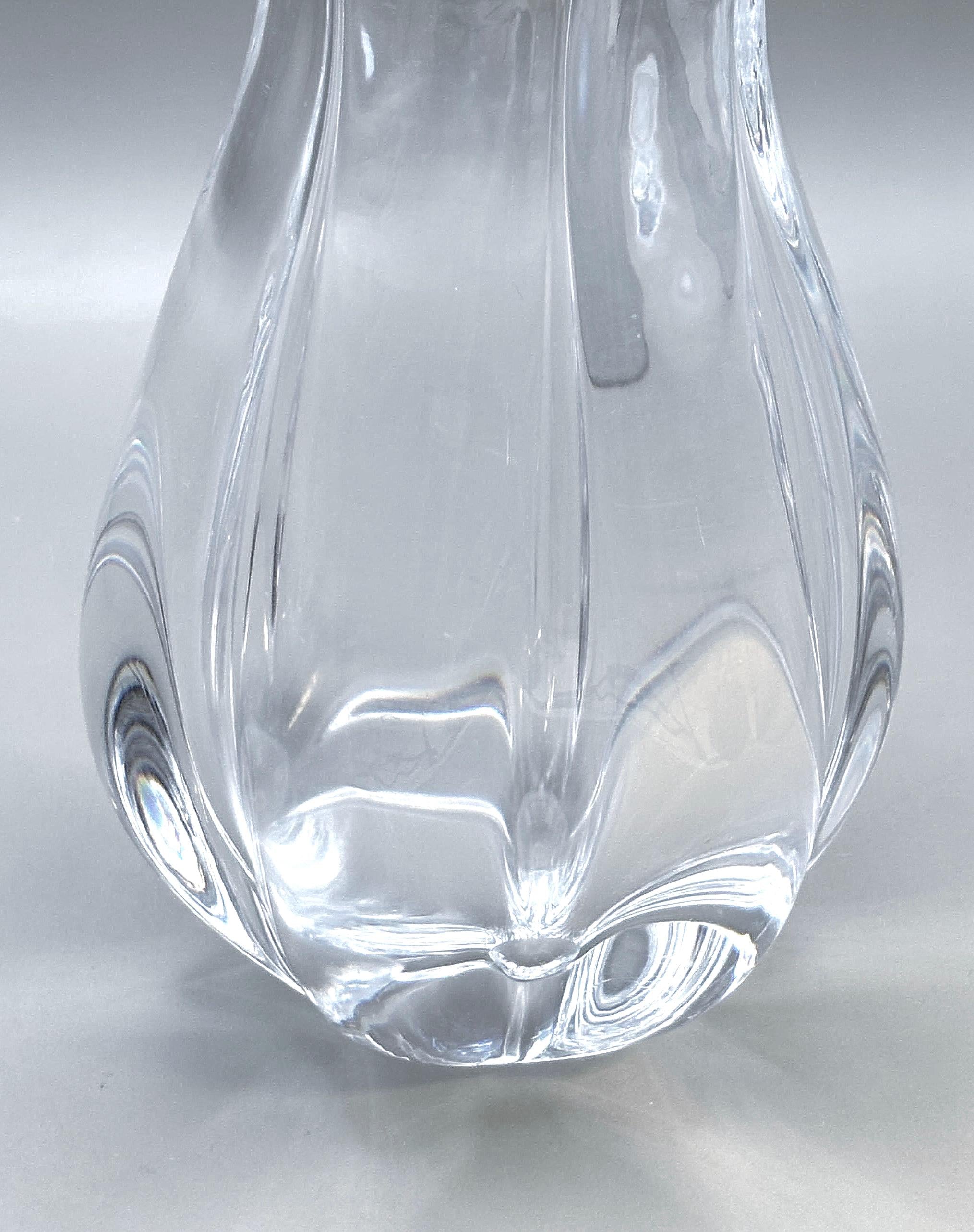 Orrefors Crystal Vase by Vicke Lindstrand, Signed Swedish Art Glass