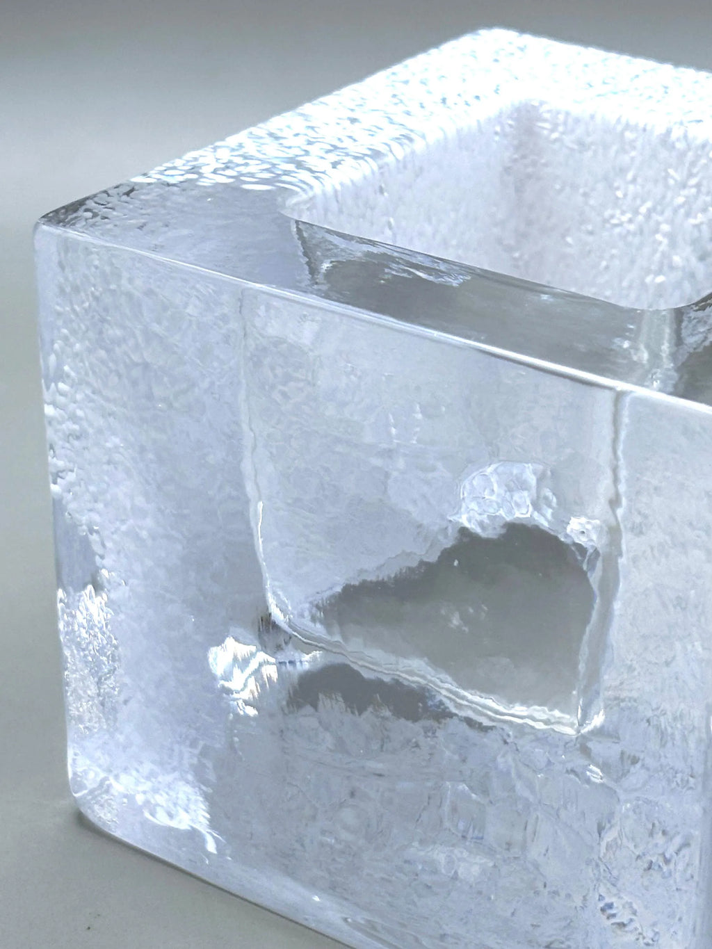 Kosta Boda Brick Crystal Votive, Anna Ehrner | Scandinavian Ice Glass Candle Holder