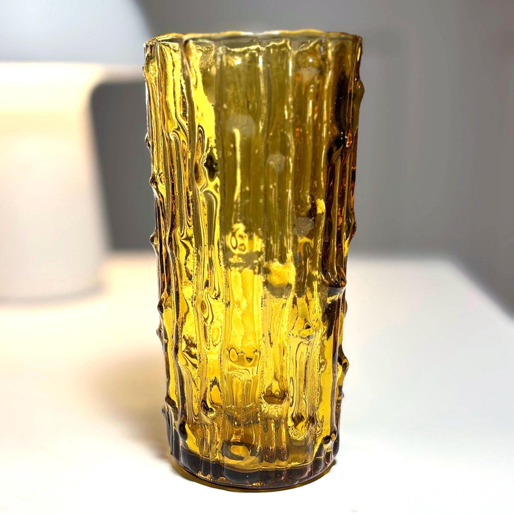 Bo Borgström, Sweden. Amber Textured Art Glass Vase, 14 cm