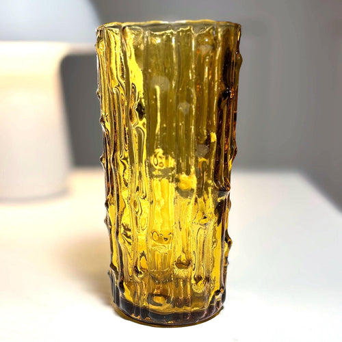 Bo Borgström, Sweden. Amber Textured Art Glass Vase, 14 cm
