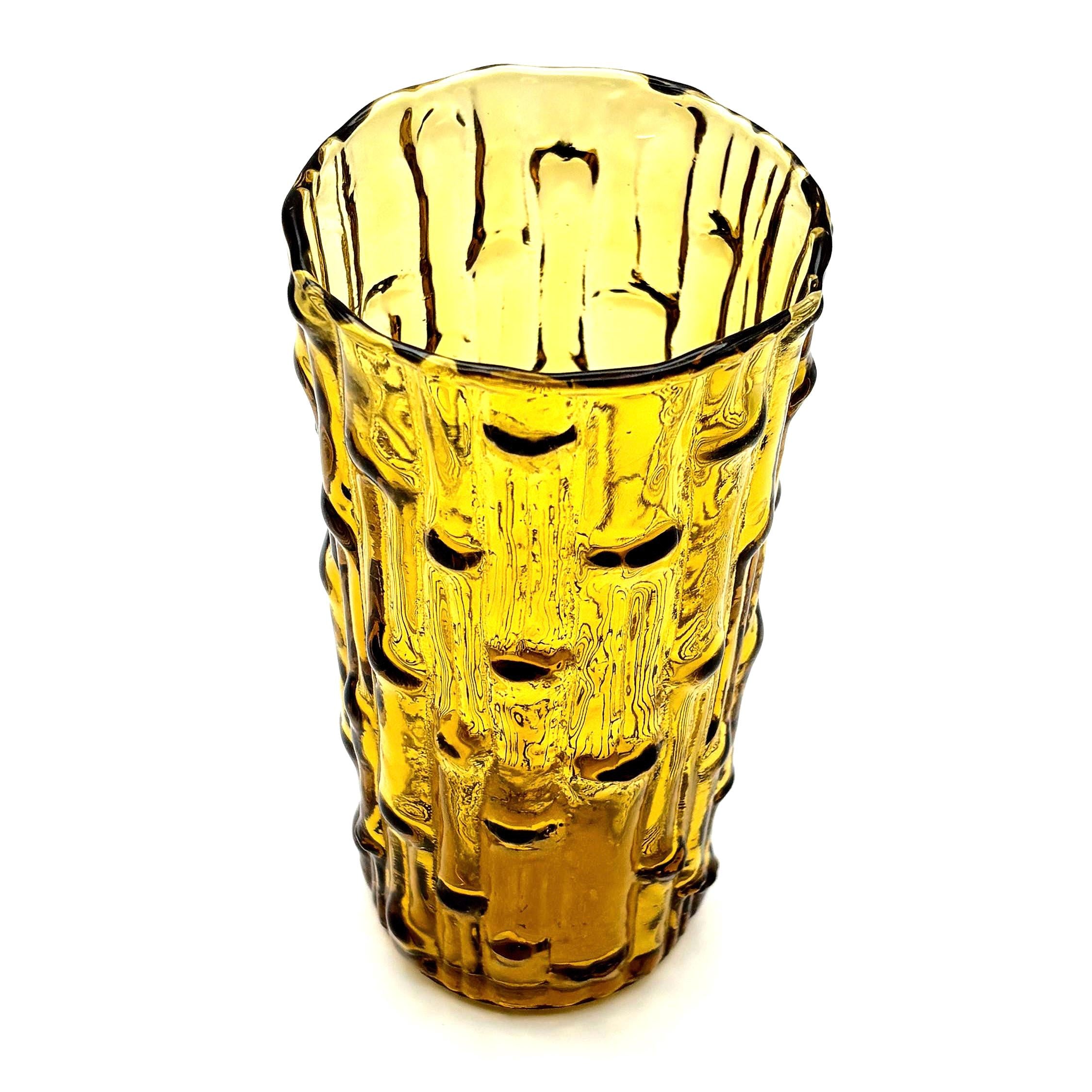 Bo Borgström, Sweden. Amber Textured Art Glass Vase, 14 cm