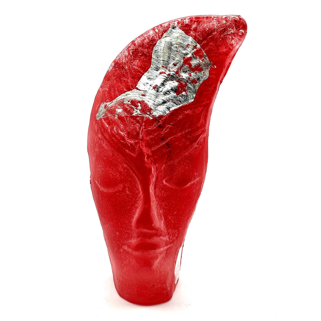Magnor Frosted Glass Face Sculpture, Norwegian Art Glass