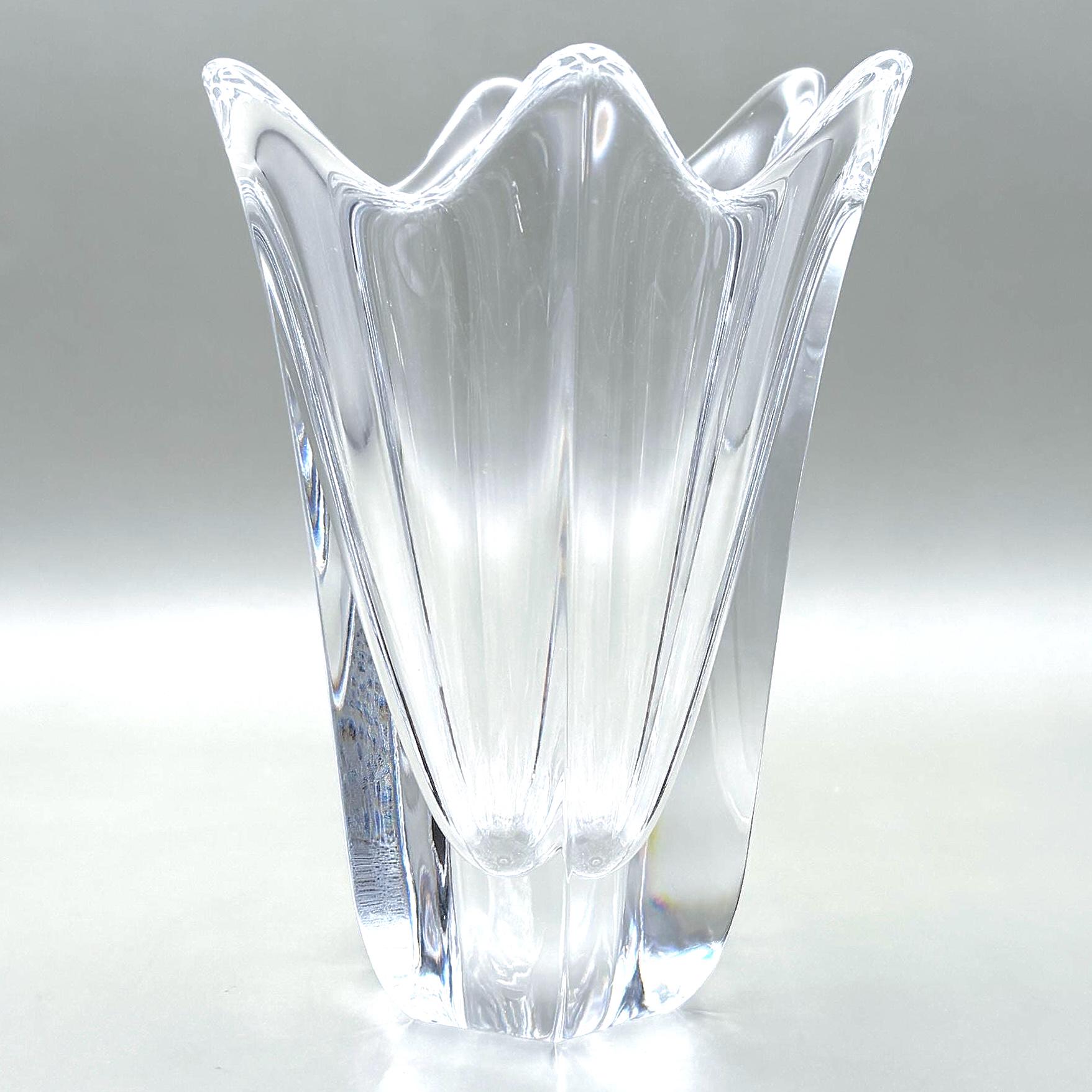 Orrefors Fleur Crystal Vase – Lars Hellsten Signed Swedish Art Glass (15 cm)