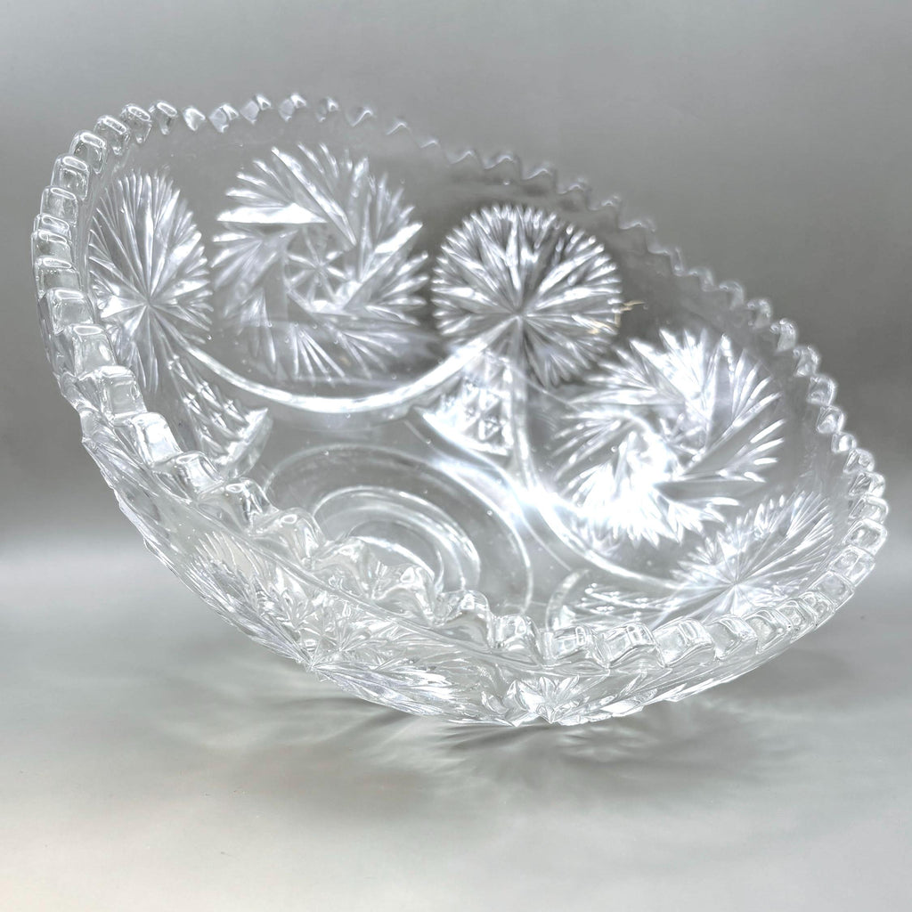 Bohemian, Czech. Hand-Cut Crystal Bowl with Starburst Pattern, 26 cm