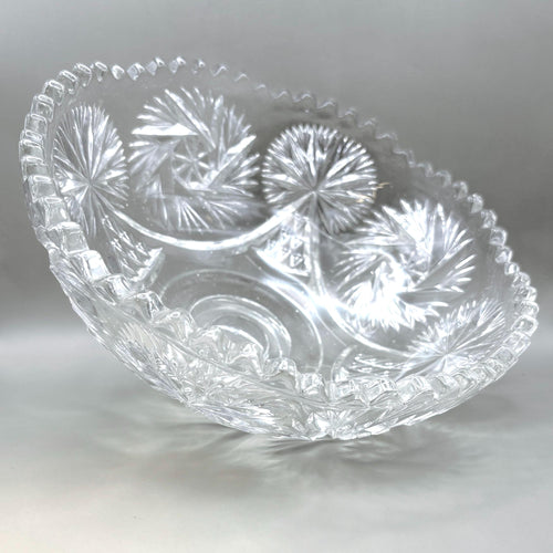 Bohemian, Czech. Hand-Cut Crystal Bowl with Starburst Pattern, 26 cm