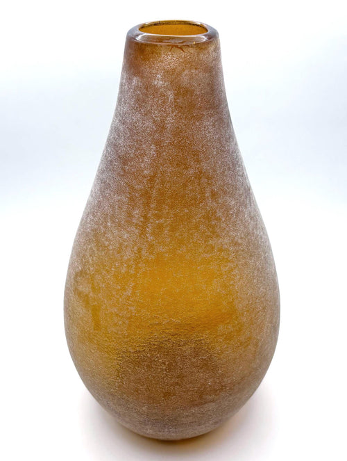 Amber Frosted Art Glass Vase, Scandinavian | Mid-Century Design