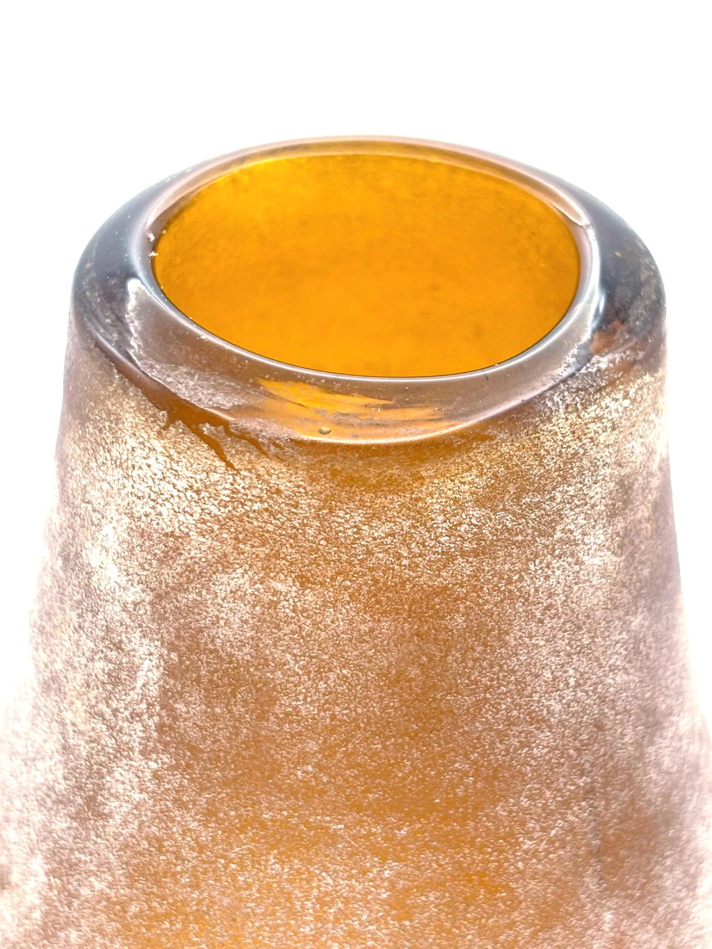 Amber Frosted Art Glass Vase, Scandinavian | Mid-Century Design