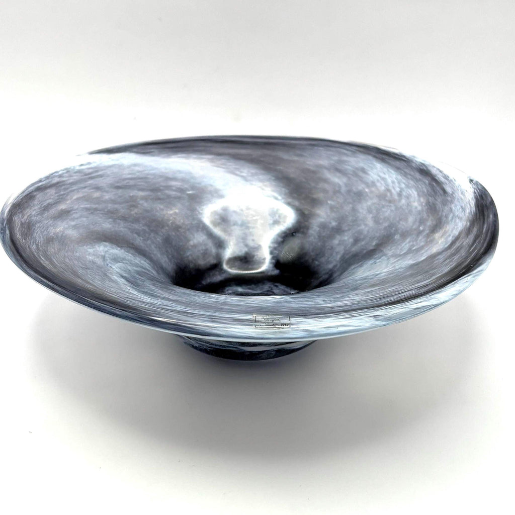 Johansson Malmö Glass Tazza Centerpiece Bowl, Signed Swedish Art Glass