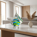 Bullicante Art Glass Sculpture, Blue Green Swirl | Mid-Century Modern