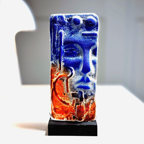 Björn Ekegren, Signed Glass Face skulpture | Mid Century Modern Scandinavian