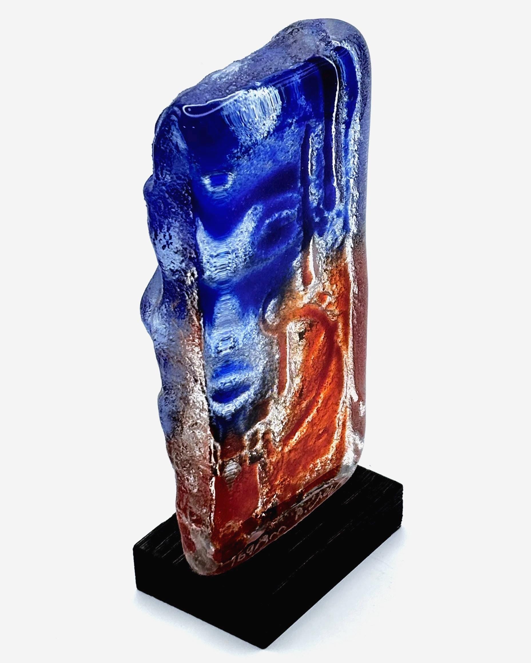 Björn Ekegren, Rare Signed Glass Face skulpture | Mid Century Modern Scandinavian