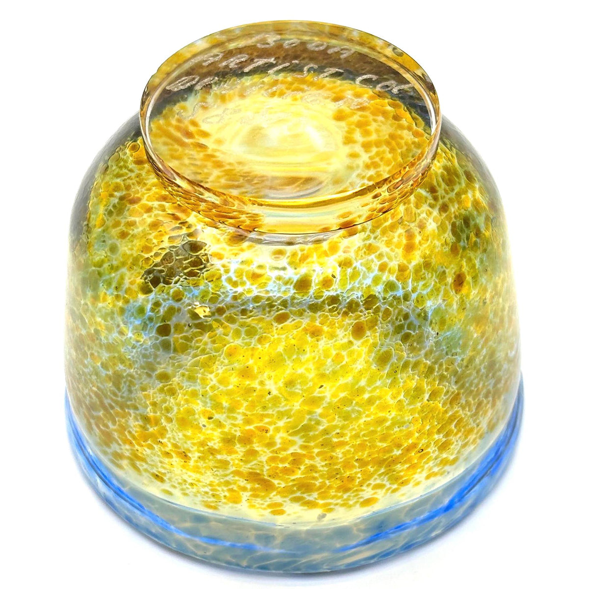 Kosta Boda, Artist Collection, Miniature Glass Bowl, Yellow/Blue | Swedish Glass Art Decor