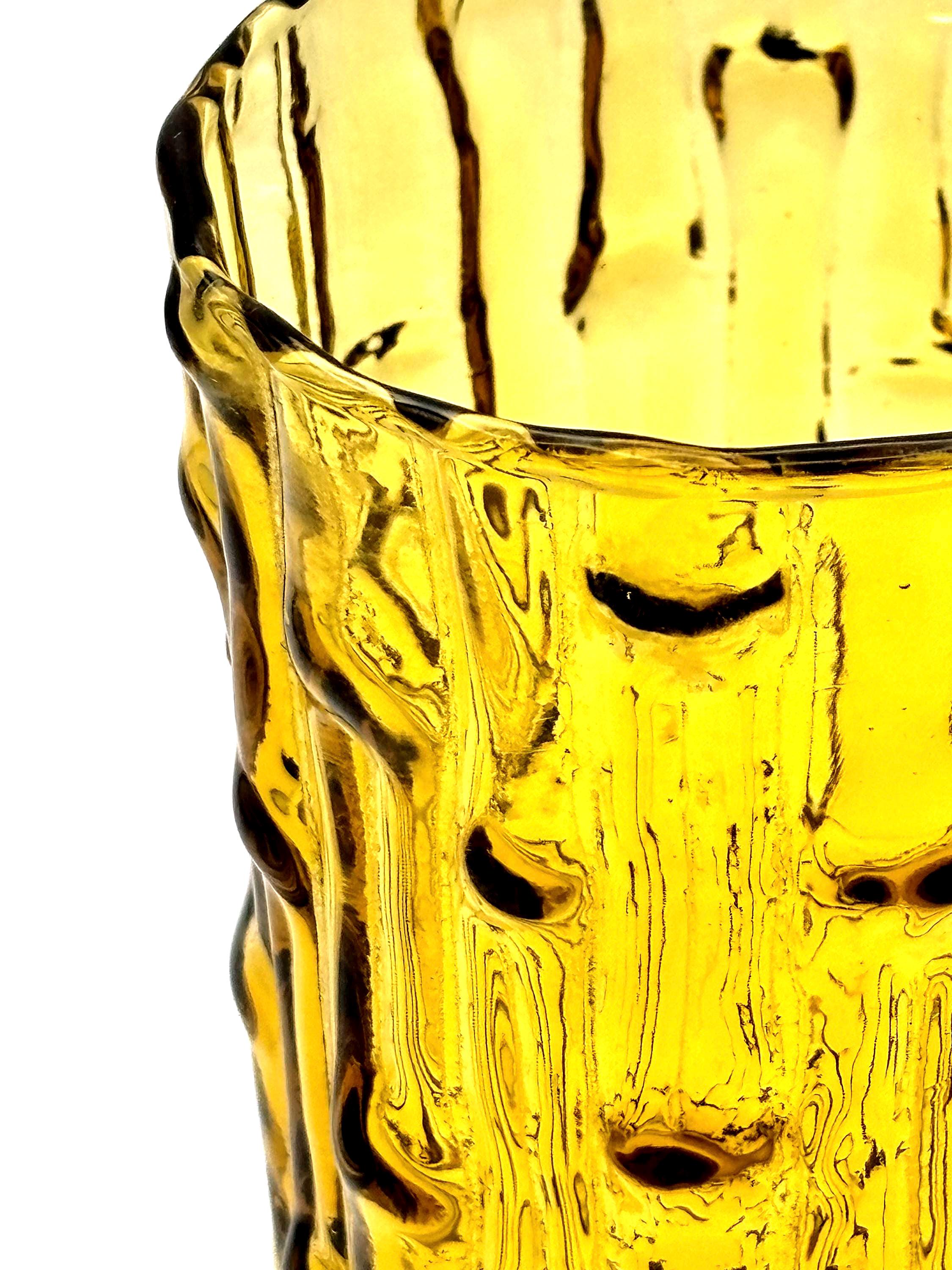 Bo Borgström, Sweden. Amber Textured Art Glass Vase, 14 cm