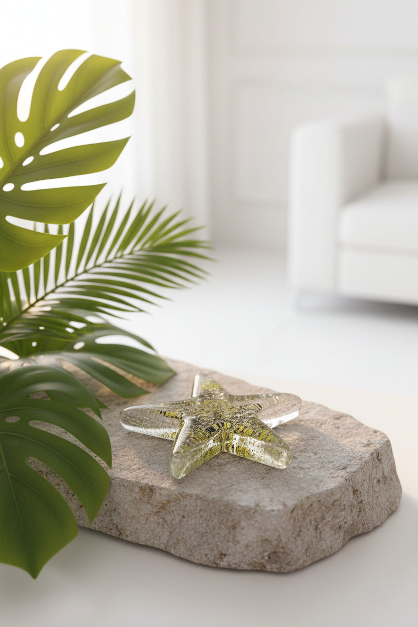 Kosta Boda, Bertil Vallien, Starfish Paperweight Sculpture | Swedish Art Glass Decor