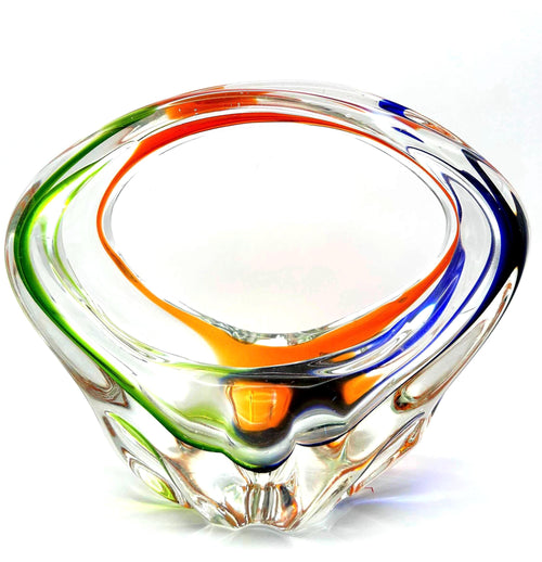 Bohemian Rhapsody Art Glass Bowl | Sculptural Crystal Centerpiece