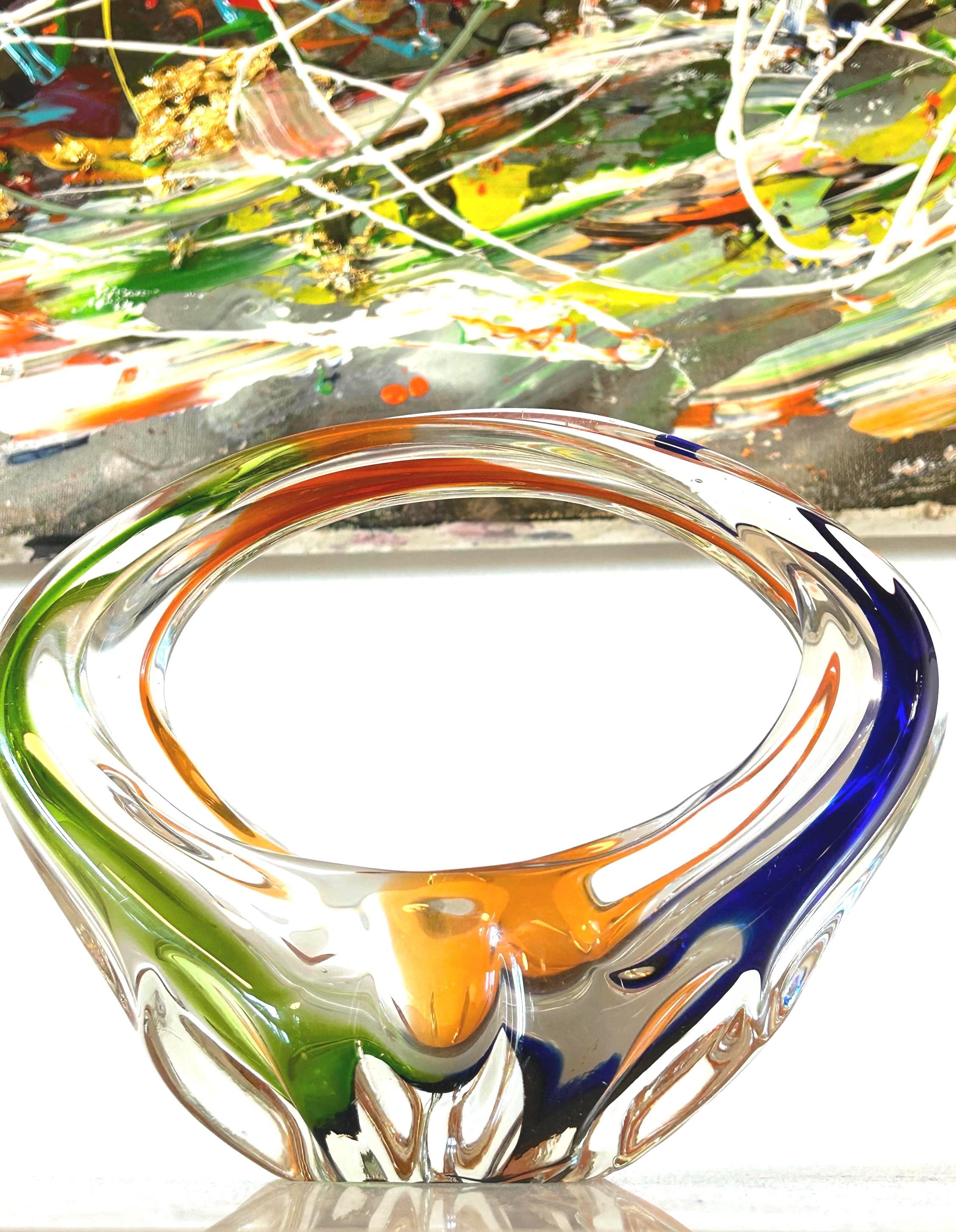 Bohemian Rhapsody Art Glass Bowl | Sculptural Crystal Centerpiece