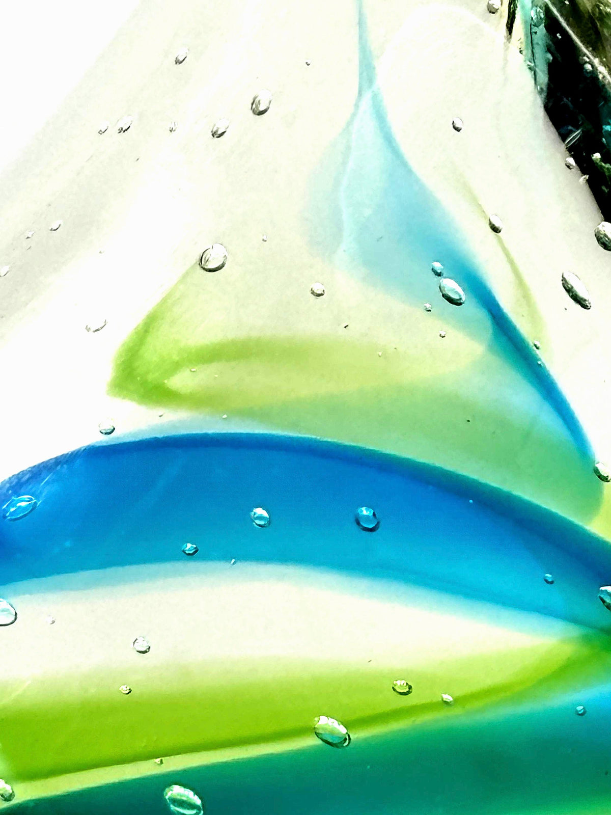 Bullicante Art Glass Sculpture, Blue Green Swirl | Mid-Century Modern