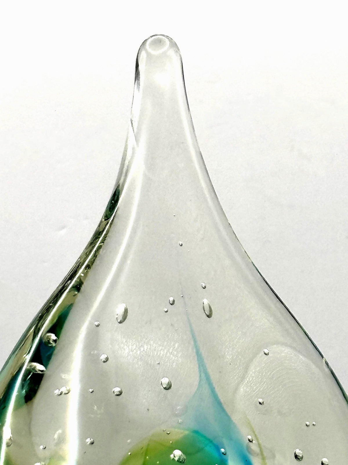 Bullicante Art Glass Sculpture, Blue Green Swirl | Mid-Century Modern