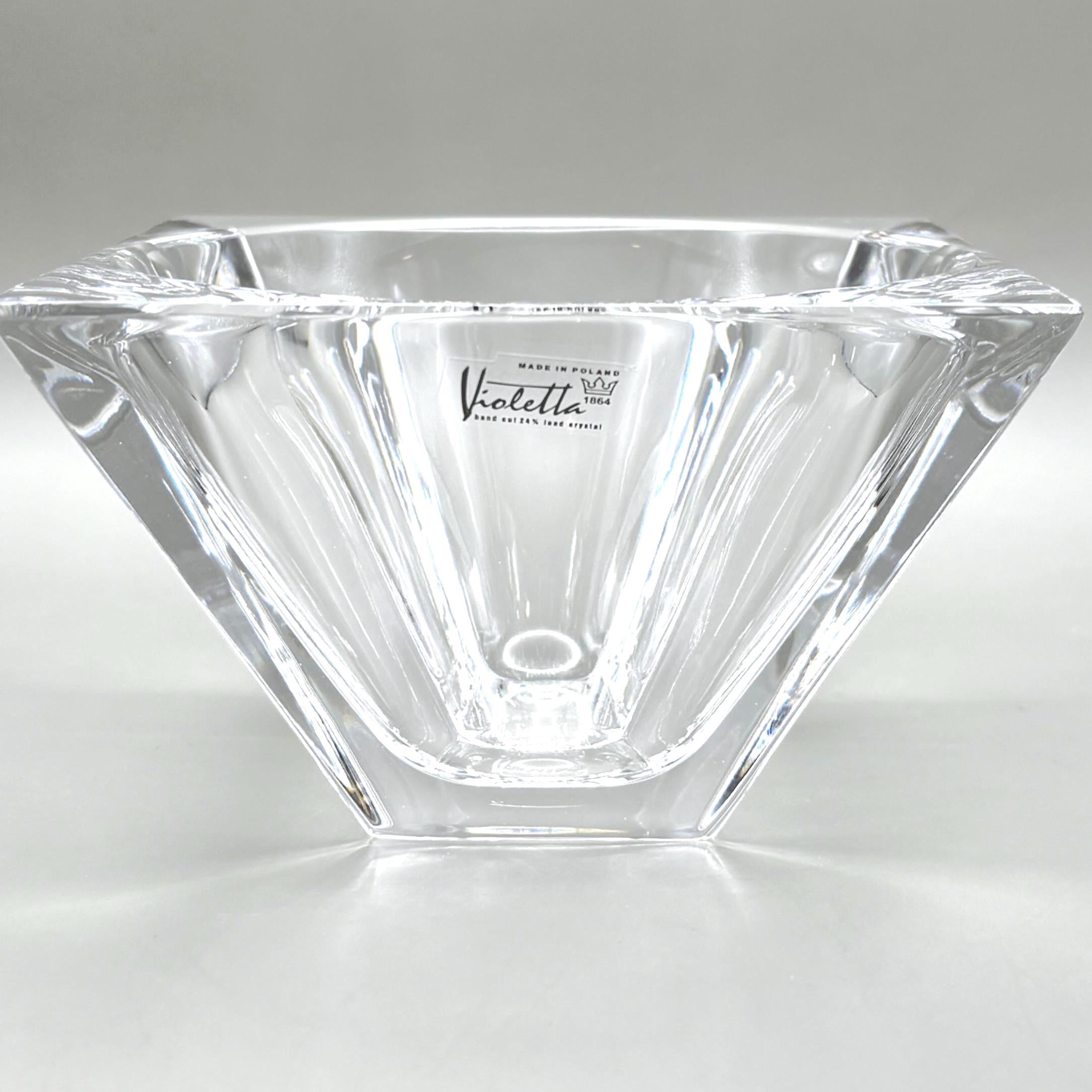 Violetta, Hand Cut Lead Crystal Bowl, Square Design | Polish Glass Art