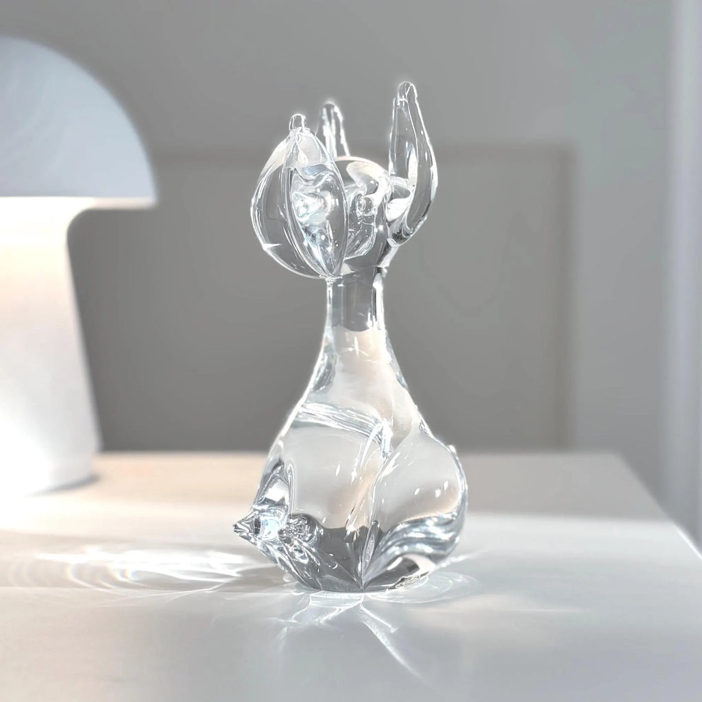 Ekenäs Glasbruk Crystal Dog Sculpture | Swedish Art Glass