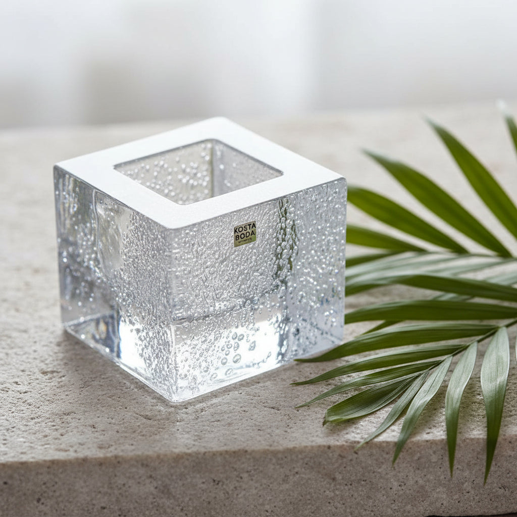 Kosta Boda Brick Crystal Votive, Anna Ehrner | Scandinavian Ice Glass Candle Holder