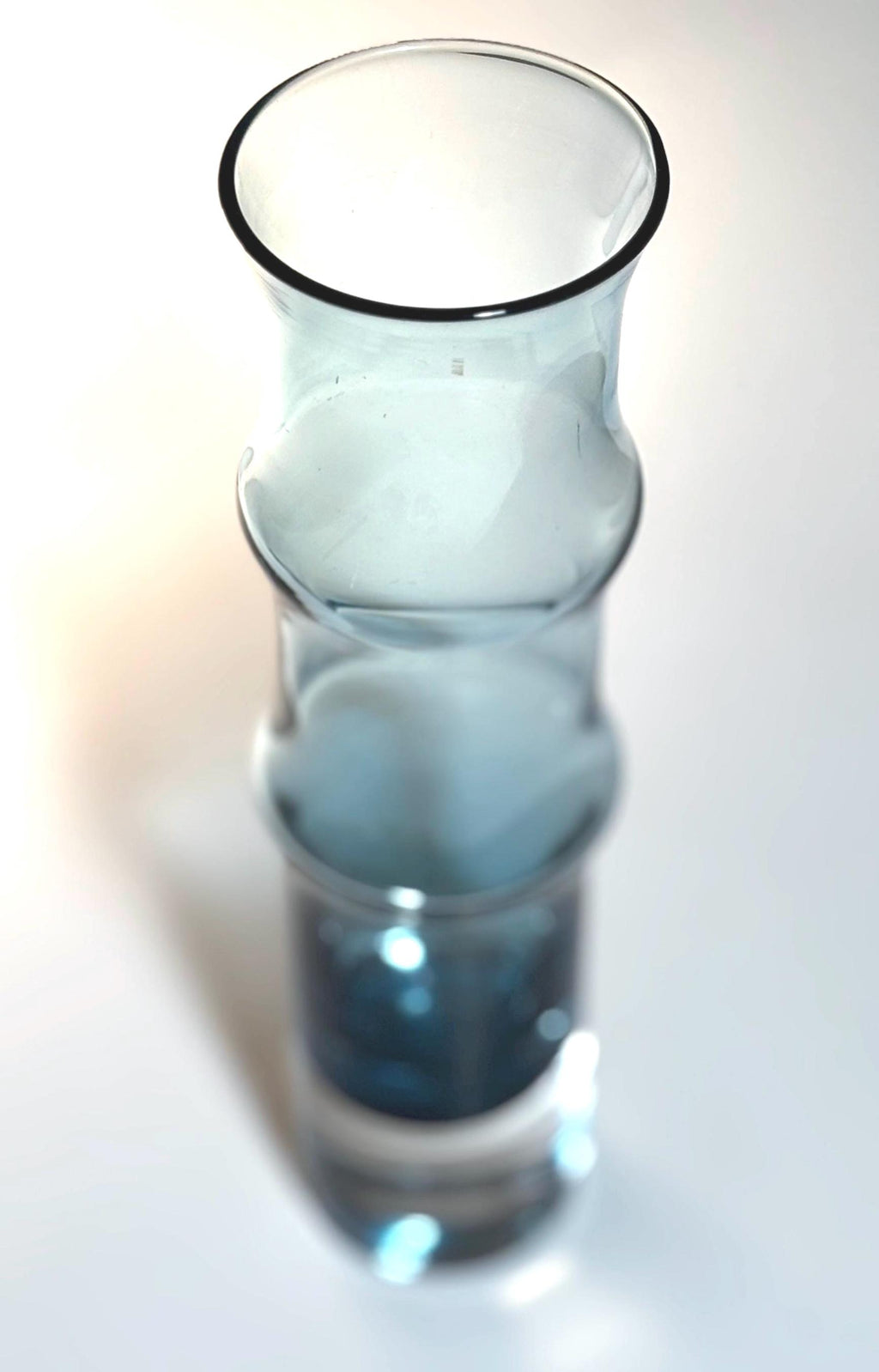 Åseda Glasbruk Bambu Vase – Bo Borgström Blue Art Glass, Mid Century Scandinavian