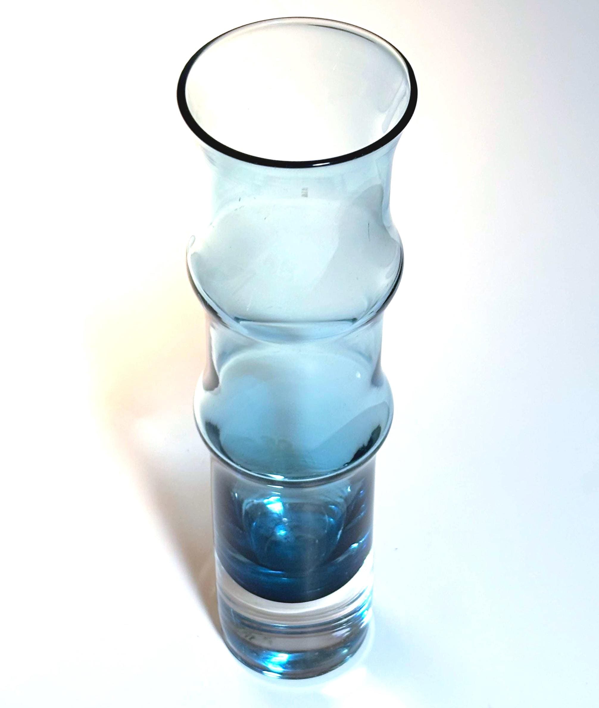 Åseda Glasbruk Bambu Vase – Bo Borgström Blue Art Glass, Mid Century Scandinavian