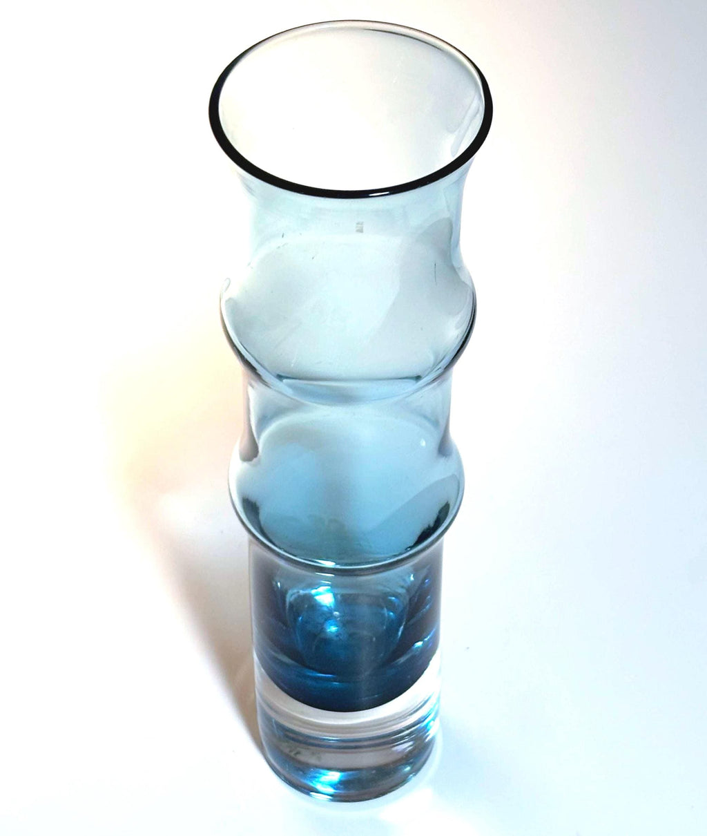Åseda Glasbruk Bambu BUD Vase  Bo Borgström Blue Art Glass, Mid Century Scandinavian