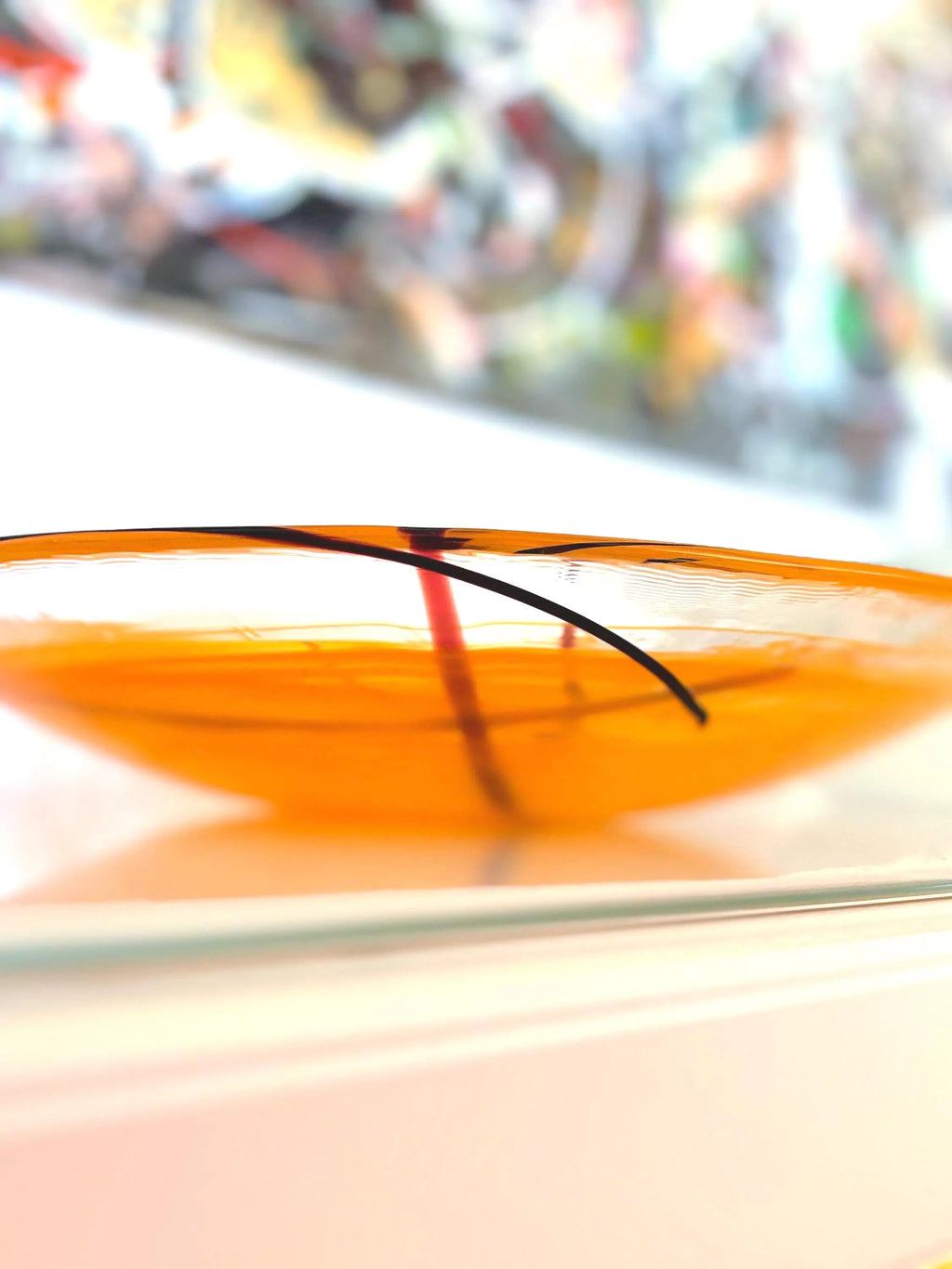 Kosta Boda, Anna Ehrner, Large Orange Contrast Art Glass Bowl | Scandinavian Luxurious Centerpiece