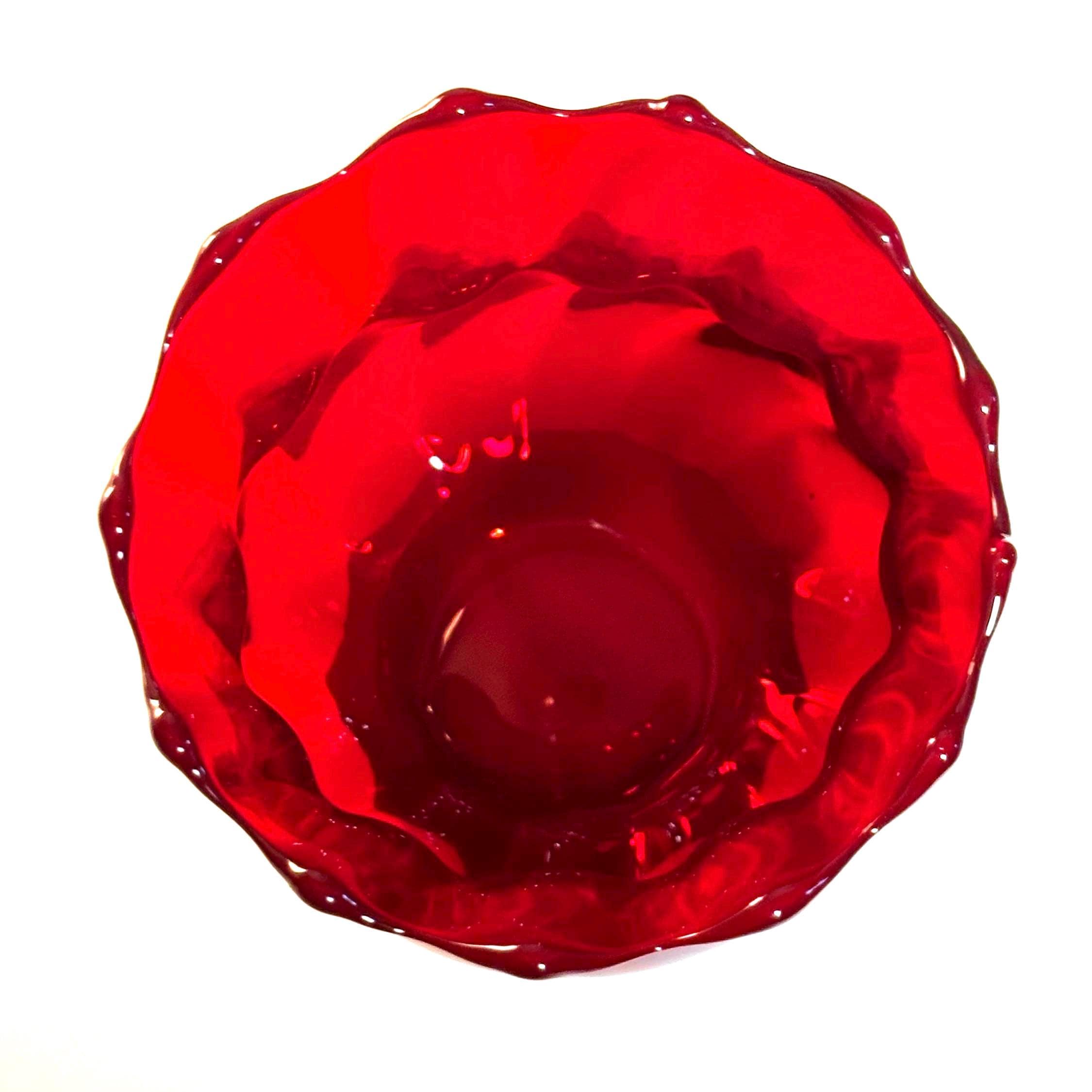 Ruby Red Glass Vase – Italian Luxury Art Glass Bowl, Hand Blown Sculptural Decor