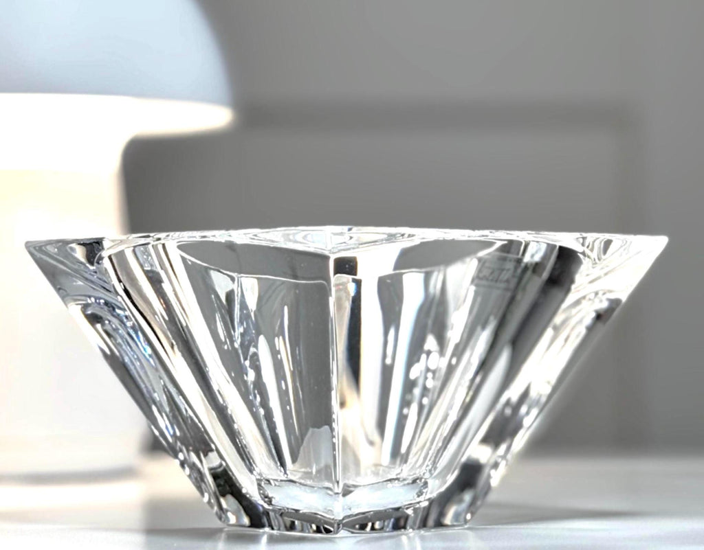 Violetta, Hand Cut Lead Crystal Bowl, Original Sticker Square Design | Polish Glass Art