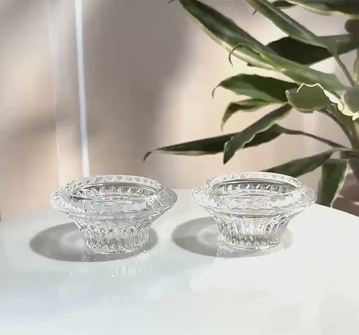 Forever Crystal Candle Holders, Set of 2, Elegant Glass Votive Holders