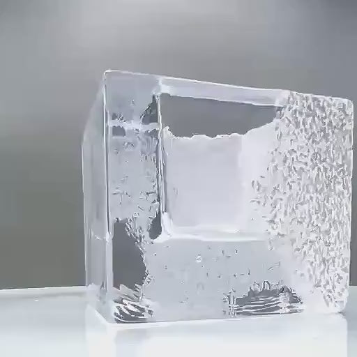 Kosta Boda Brick Crystal Votive, Anna Ehrner | Scandinavian Ice Glass Candle Holder