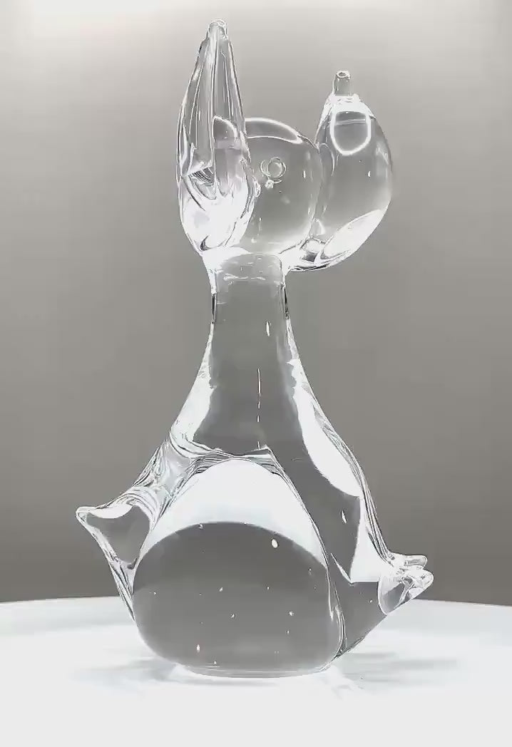 Ekenäs Glasbruk Crystal Dog Sculpture | Swedish Art Glass
