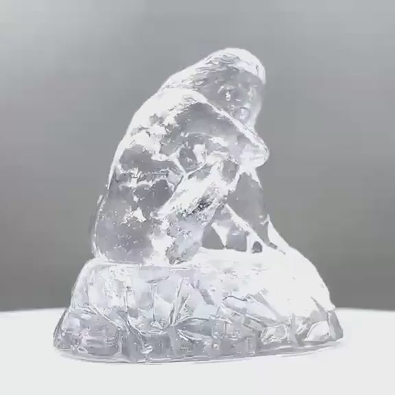 Swedish Crystal Female Figurine, Clear Art Glass Sculpture