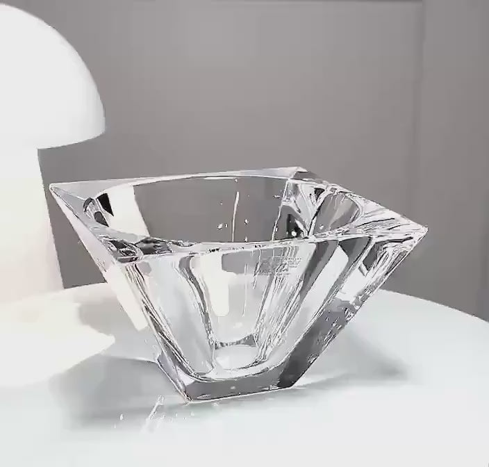 Violetta, Hand Cut Lead Crystal Bowl, Square Design | Polish Glass Art