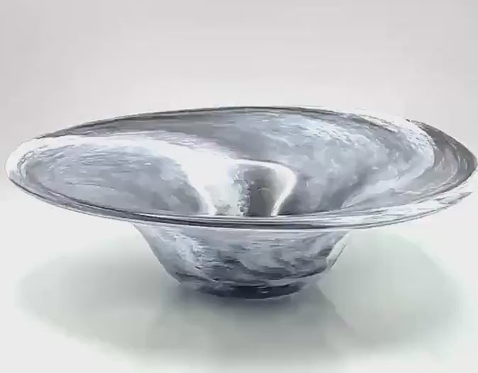 Johansson Malmö Glass Tazza Centerpiece Bowl, Signed Swedish Art Glass