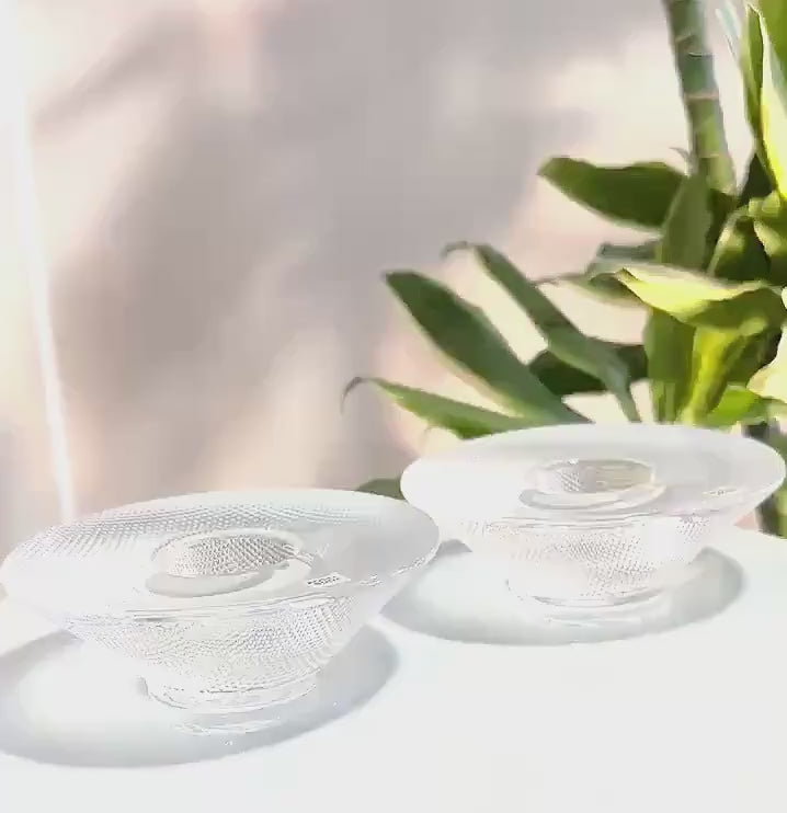 Kosta Boda, Göran Wärff, Crystal Candle Holders Pair | Scandinavian Mid Century Art Glass