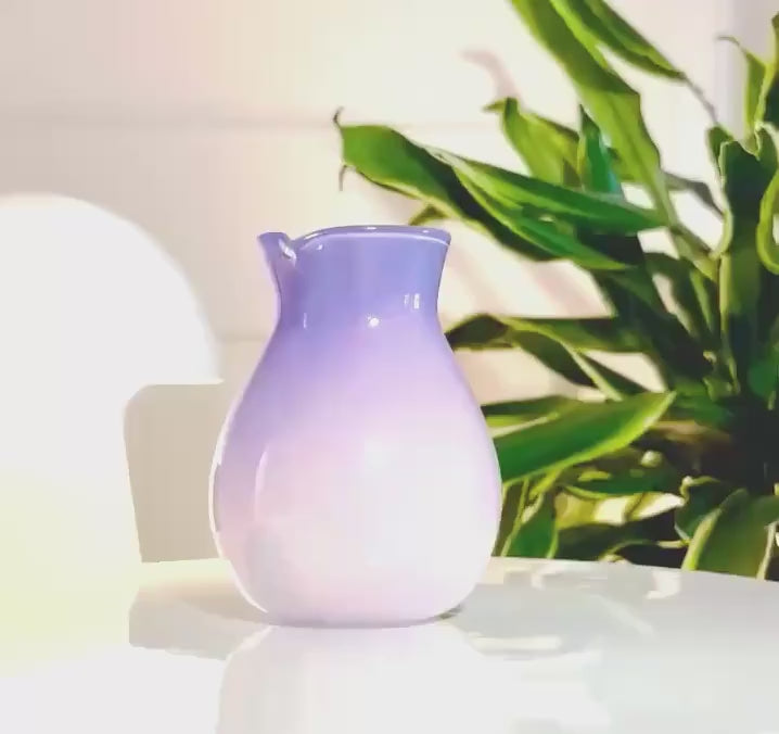 Signed Glassmejden Swedish Art Glass Pitcher – Lavender Purple Studio Vase