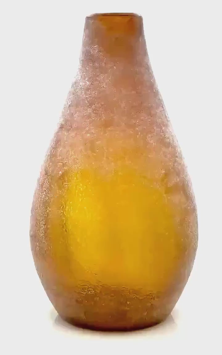 Amber Frosted Art Glass Vase, Scandinavian | Mid-Century Design